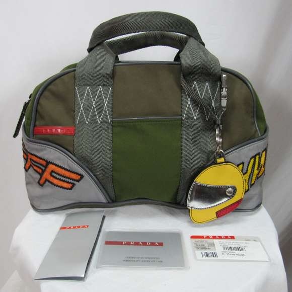 Prada Handbags - PRADA Nylon Handbag RARE Moto Green COA Satchel